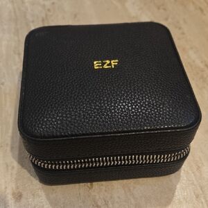 Mark & Graham Pebbled Black Vegan Zipper Travel Jewelry Box